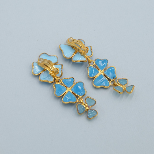 Gripoix Blue Flowers Earrings