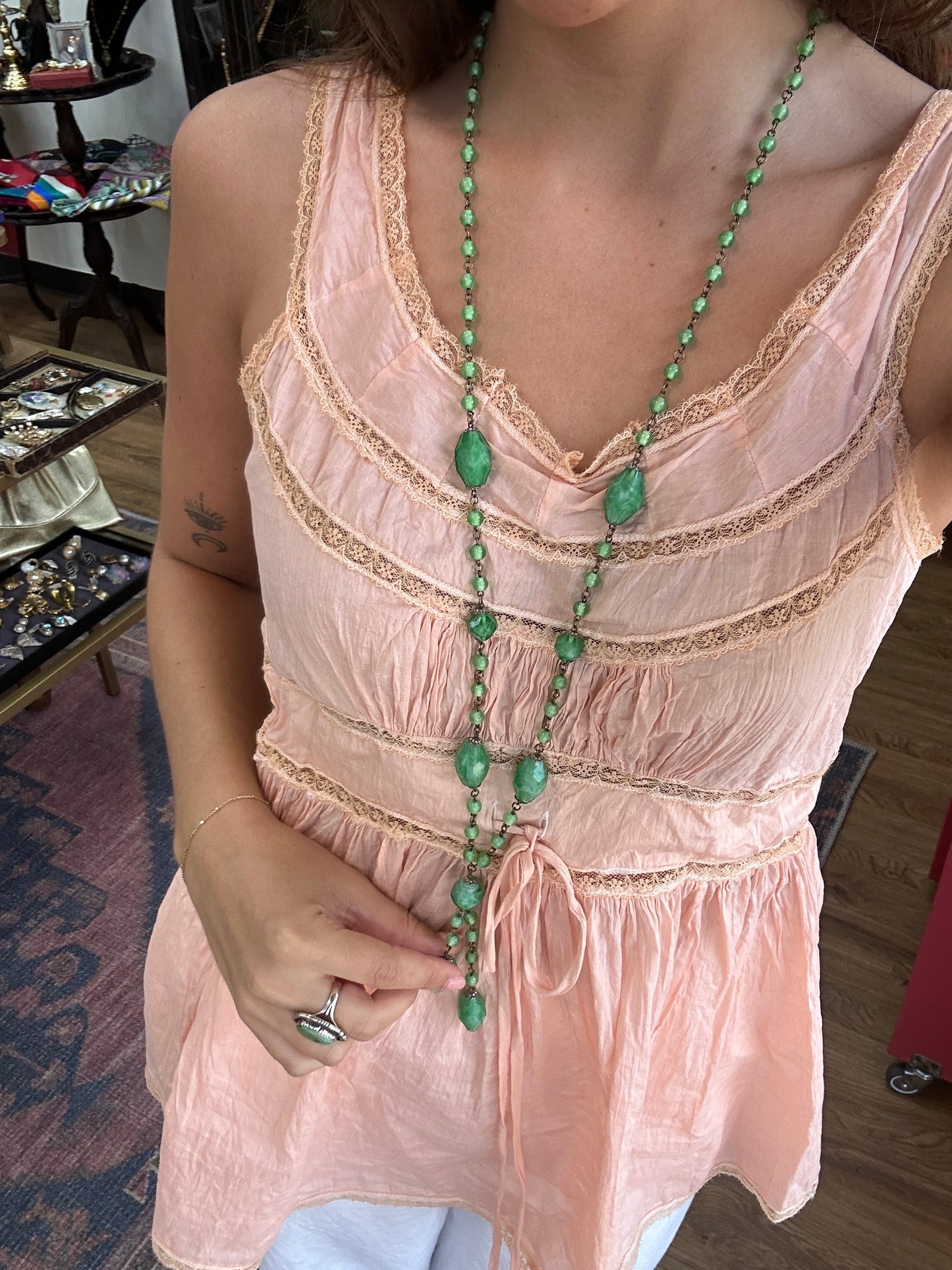 Czech Art Deco Cavaliere Green Necklace 1920s