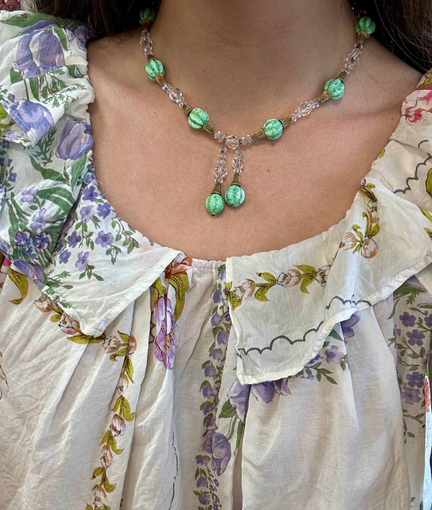 Antique Czech Glass Drop Necklace 1930s