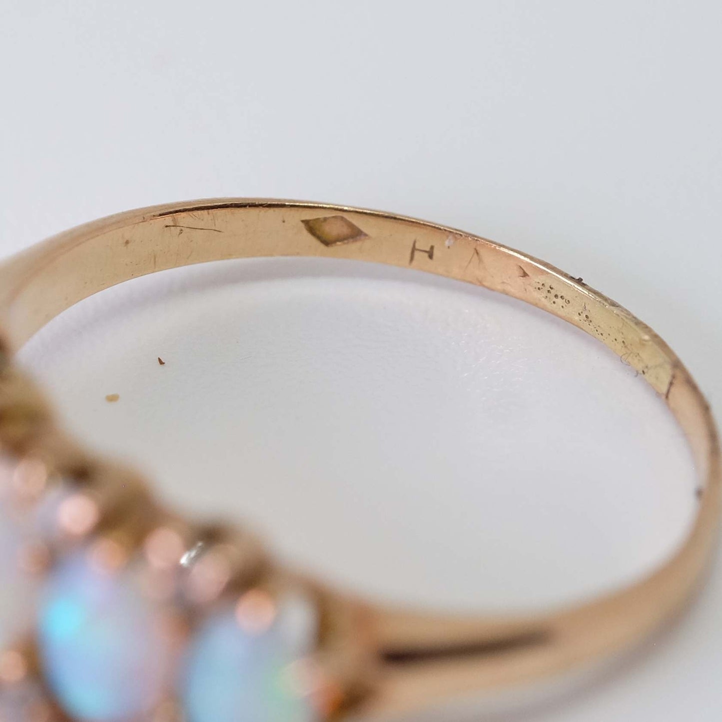 Antique Opals and Old Cut Diamond Ring