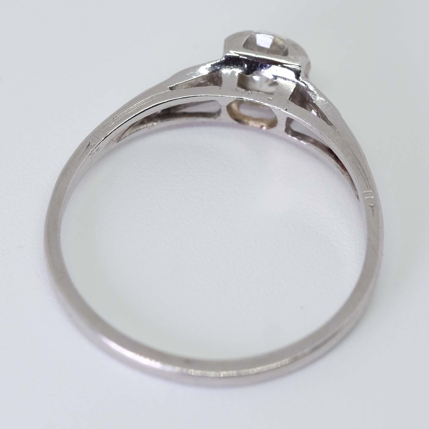 Antique Platinum European Old Cut Diamond Ring