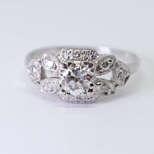 Vintage Platinum 0.58 ct Diamond Ring