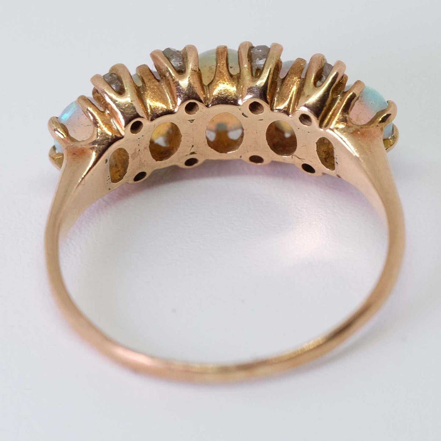 Antique Opals and Old Cut Diamond Ring