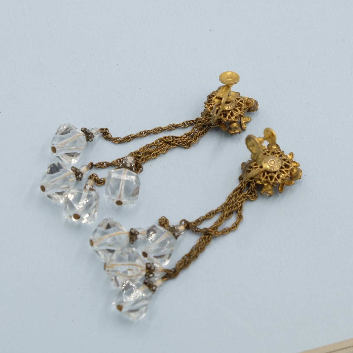 Miriam Haskell Crystal Dangling Drop Earrings 1960s