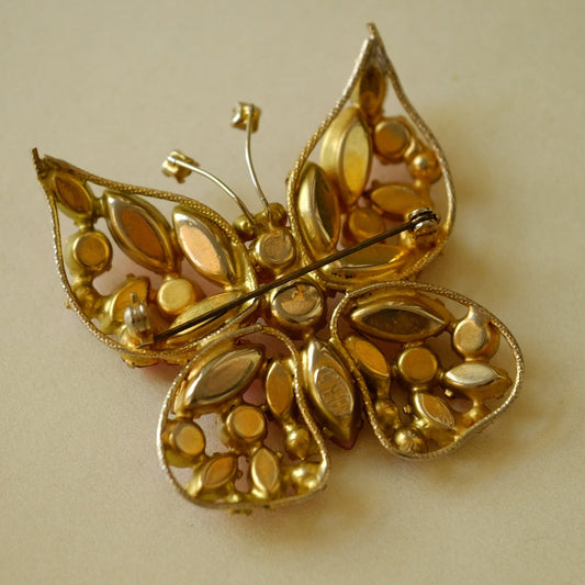 Regency Pink Butterfly Pin 1950s