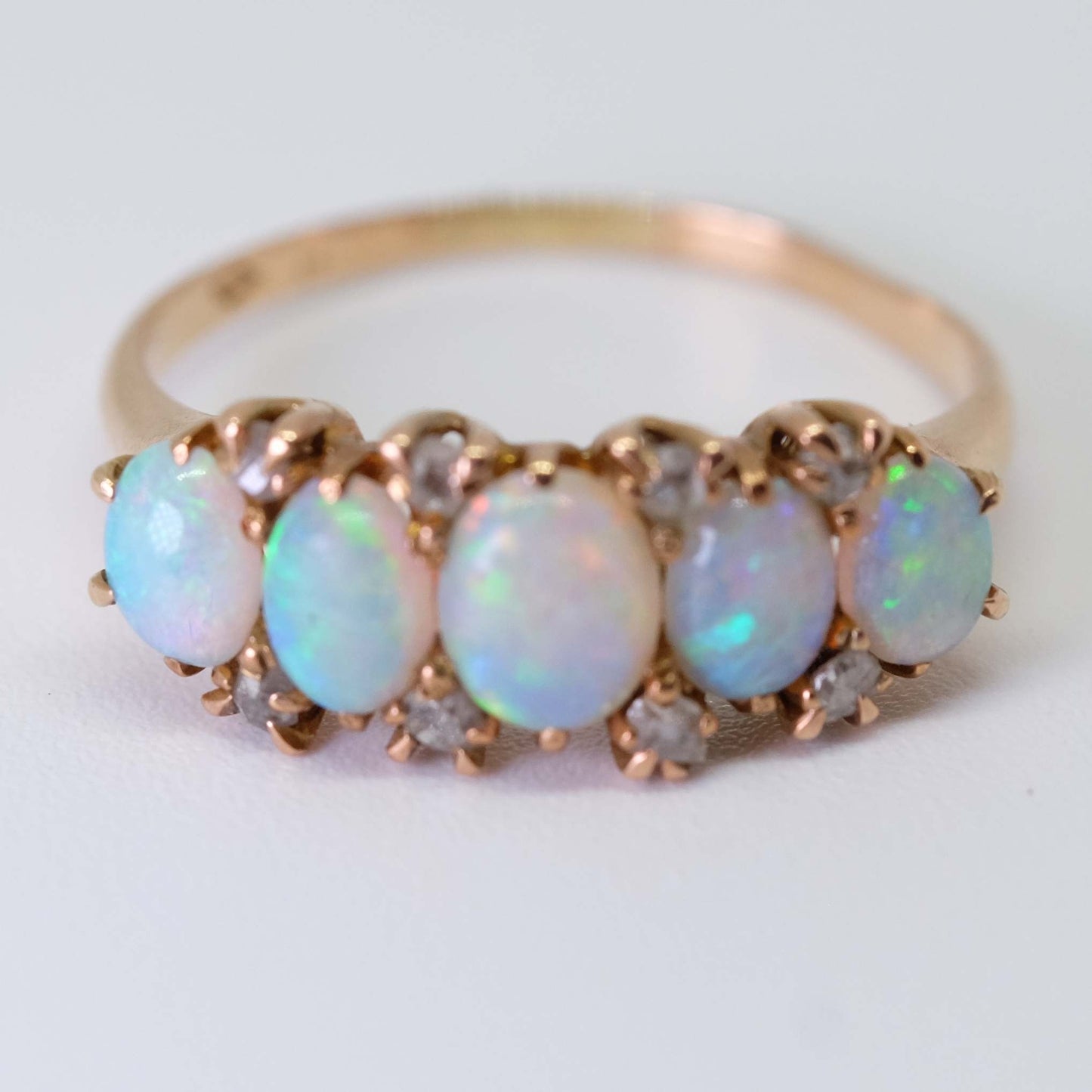 Antique Opals and Old Cut Diamond Ring
