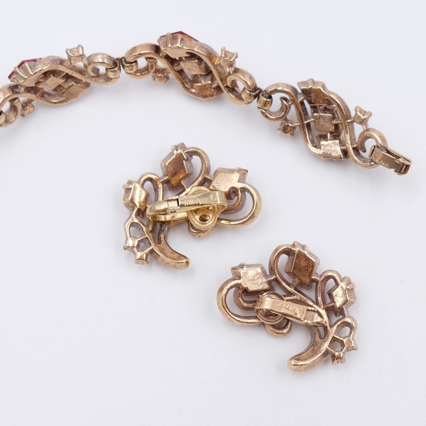 Vintage Trifari Bracelet and Earrings set 1950s