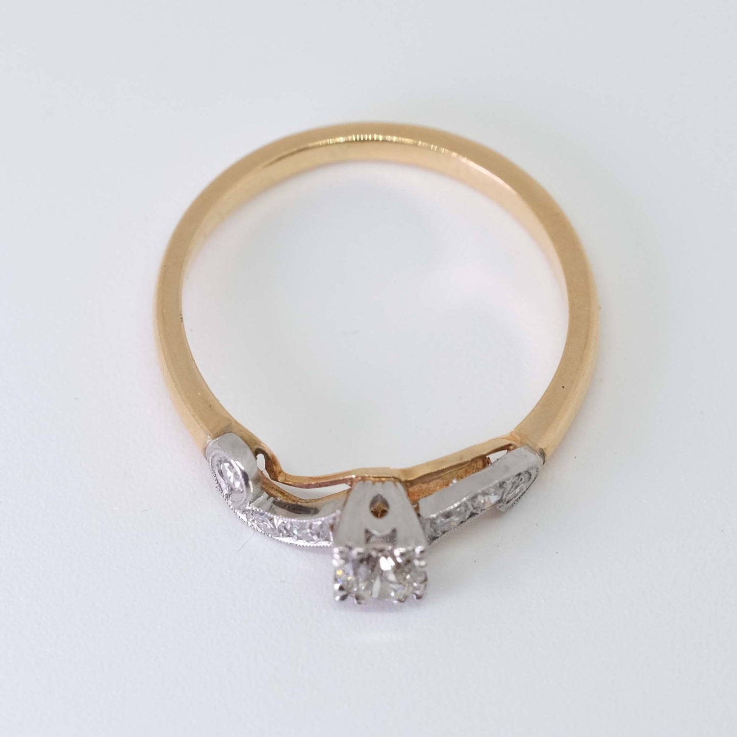 Vintage Platinum and 14K Gold Diamond Ring