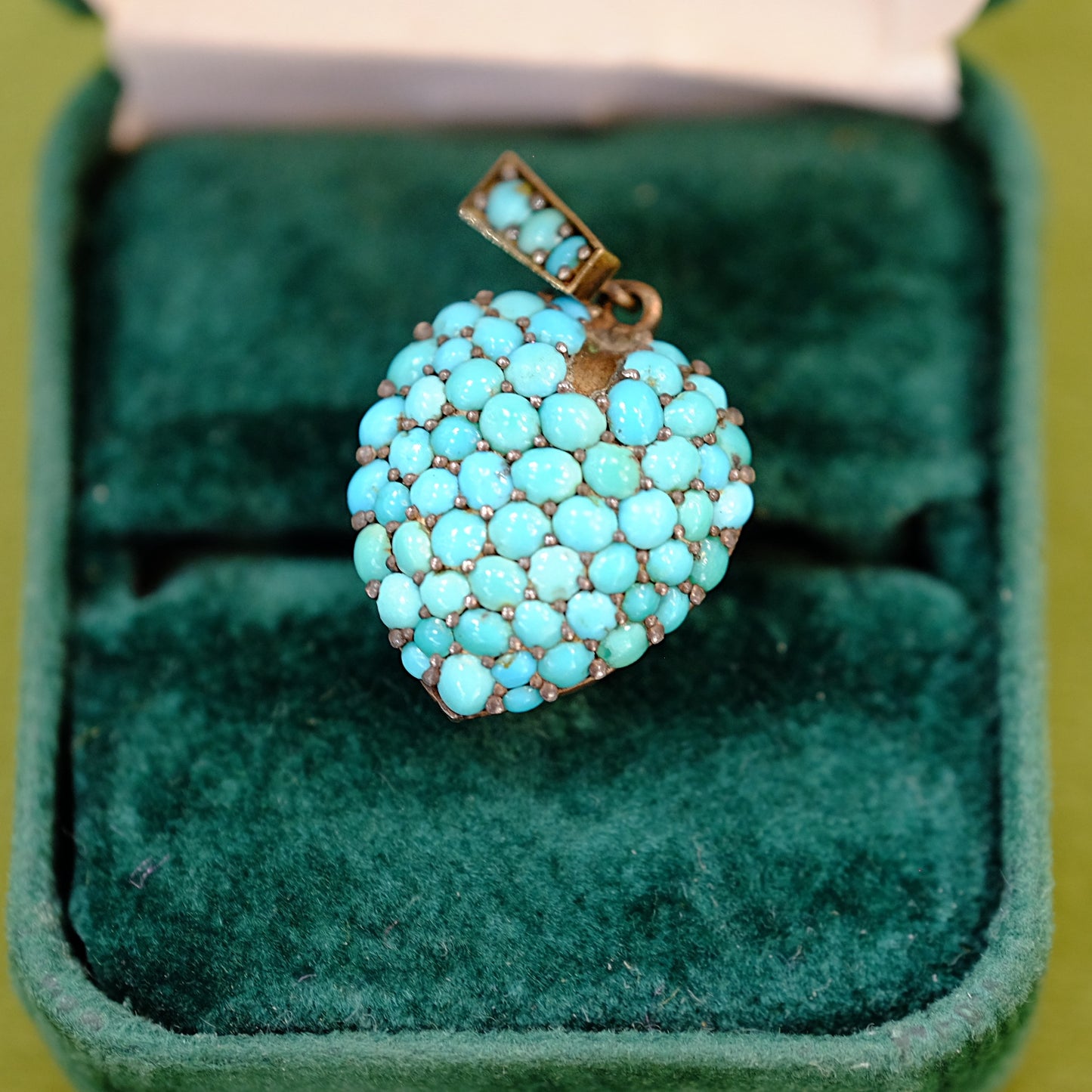 Victorian Turquoise Cluster Heart Locket