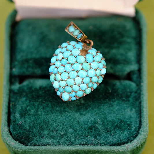 Victorian Turquoise Cluster Heart Locket