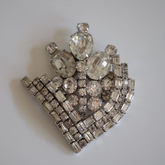 Kramer of New York Clear Rhinestones Brooch 1950's