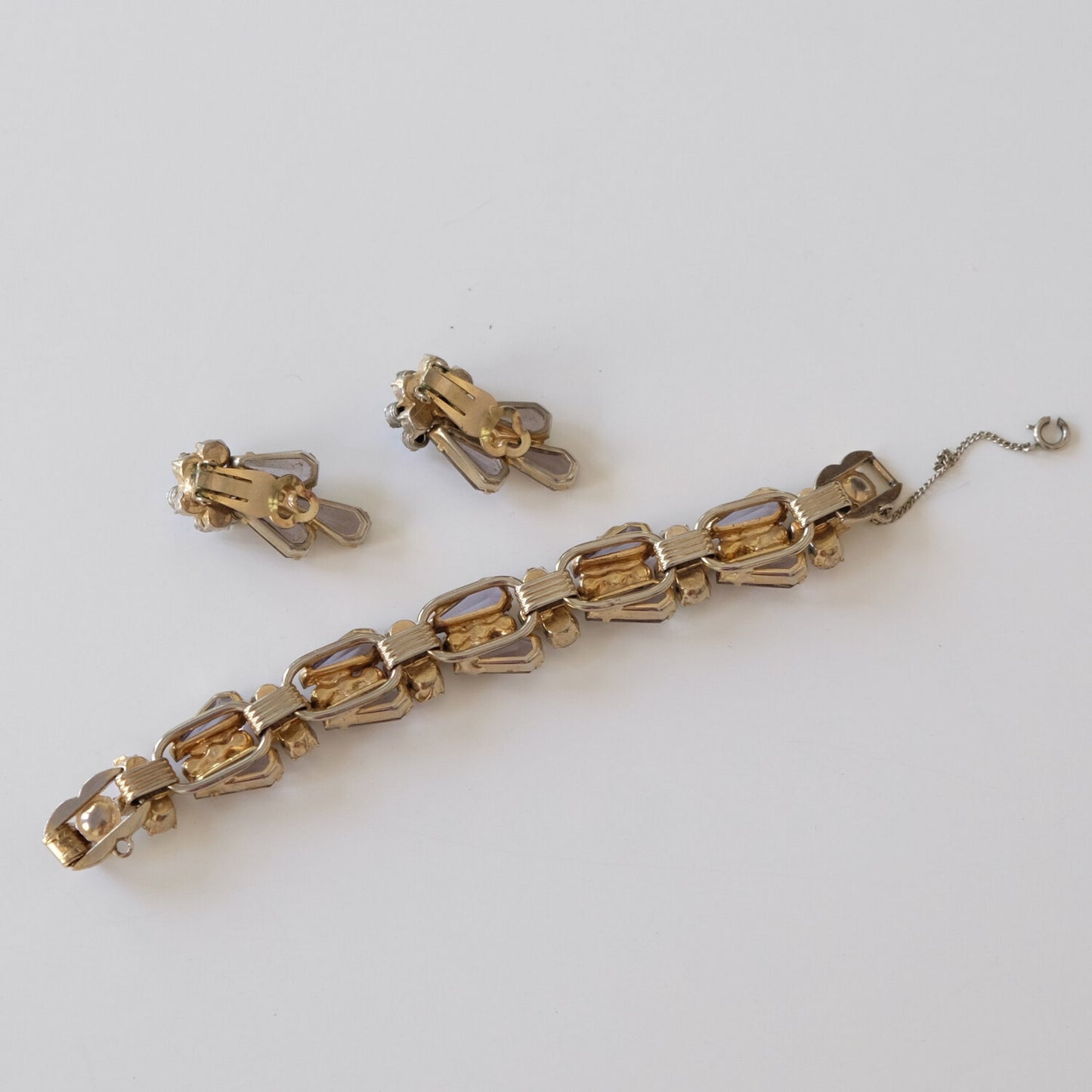 Juliana Lavender Bracelet and Earrings Set 1950s