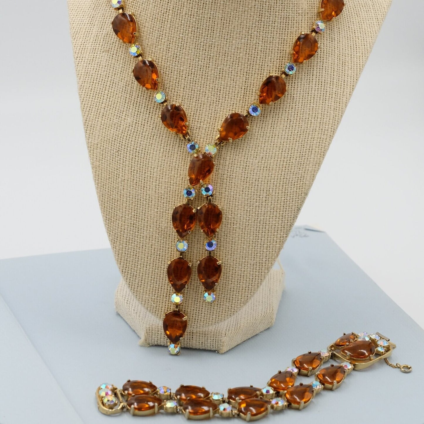 Vintage Selro Set Necklace and Bracelet Signed 1950s