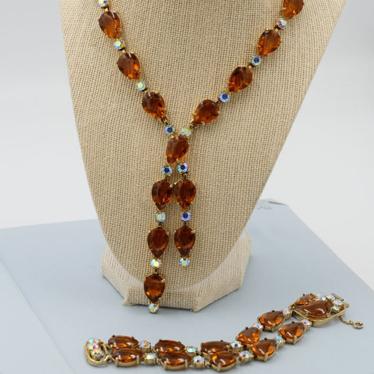 Vintage Selro Set Necklace and Bracelet Signed 1950s