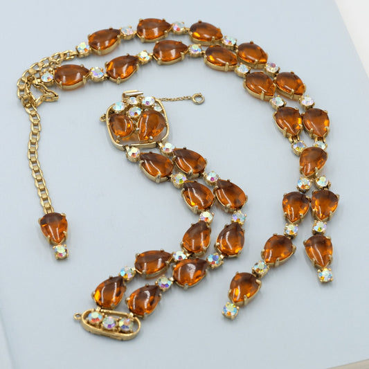Vintage Selro Set Necklace and Bracelet Signed 1950's