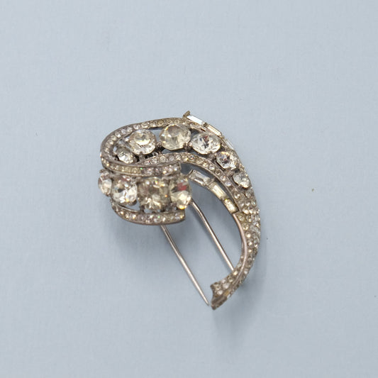 Trifari Sterling Rhinestone Dress Clip 1940's
