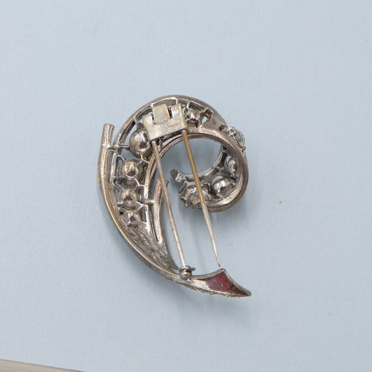 Trifari Sterling Rhinestone Dress Clip 1940s