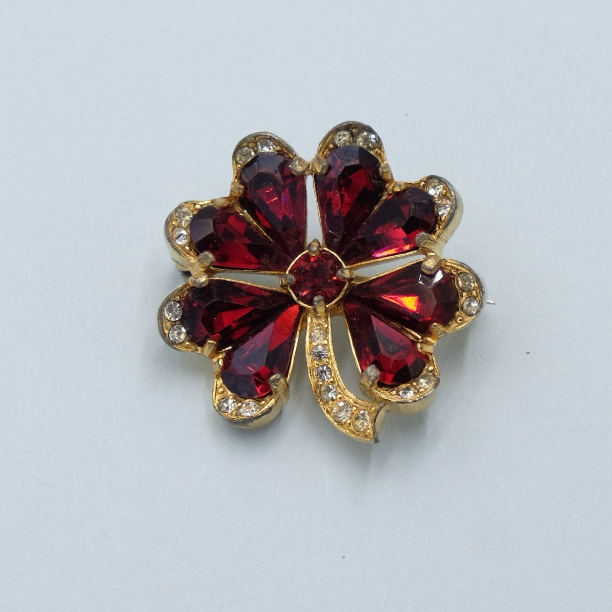 Eisenberg Lucky Clover Red Brooch 1940’s