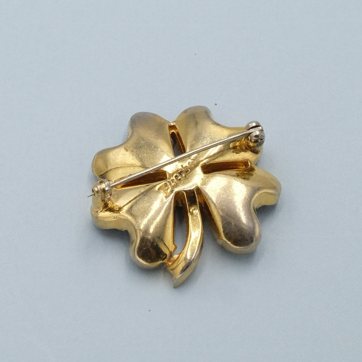 Eisenberg Lucky Clover Red Brooch 1940s