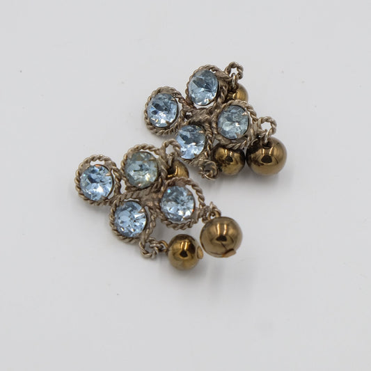 Made in France Blue Crystal Earrings 1950's