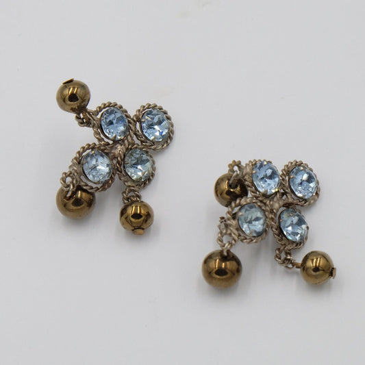 Made in France Blue Crystal Earrings 1950s