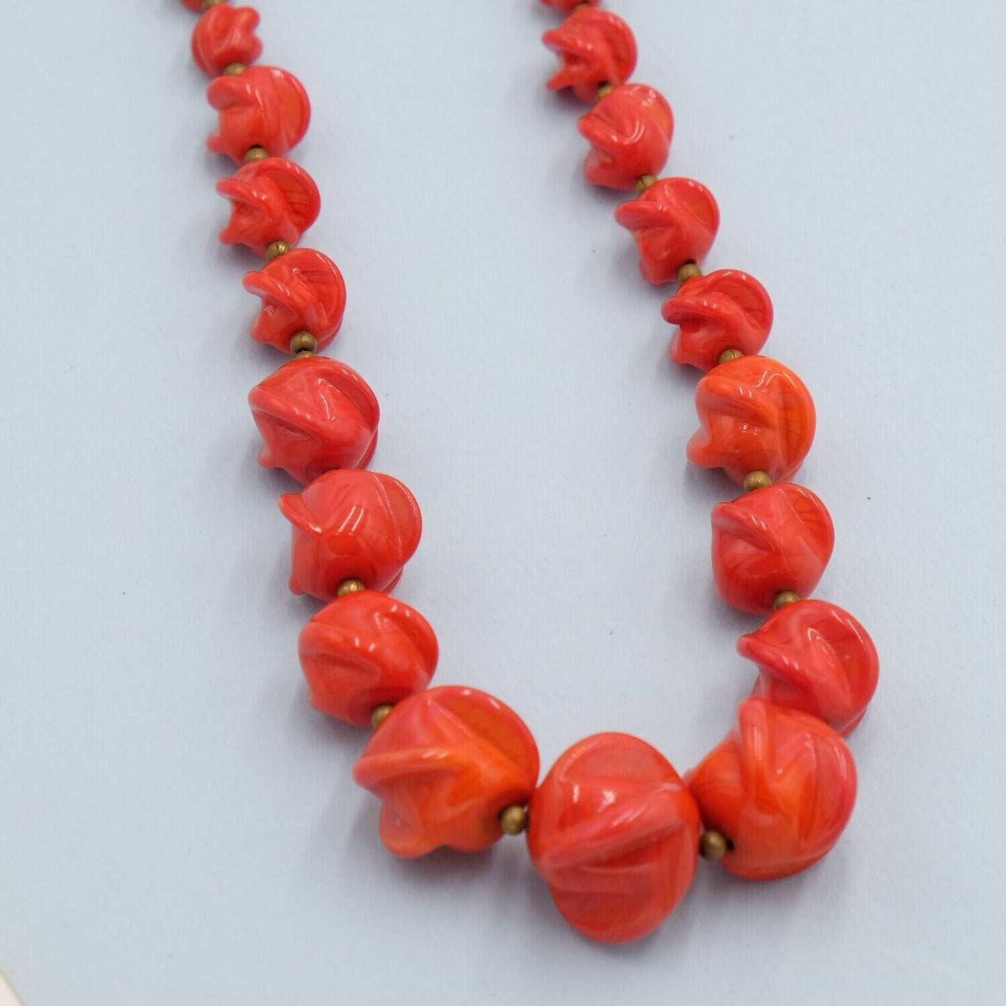 Antique Poured Red Glass Necklace 1920s