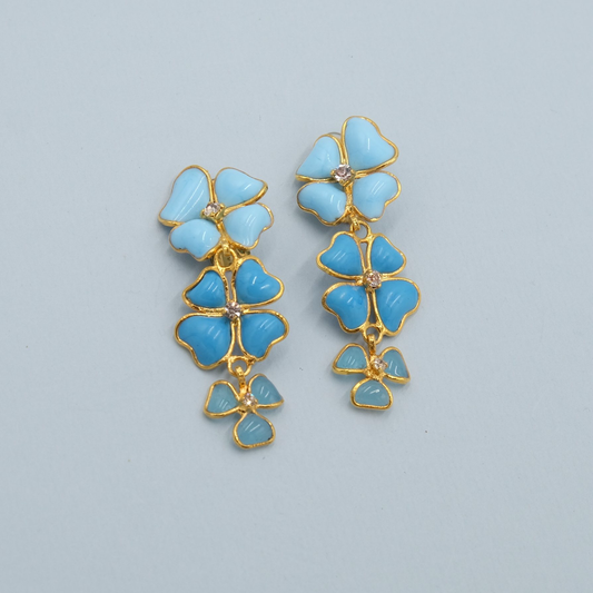 Gripoix Blue Flowers Earrings 2000’s