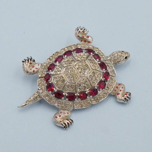Vintage Collectible Coro Adolph Katz Turtle Rhinestone Brooch 1942