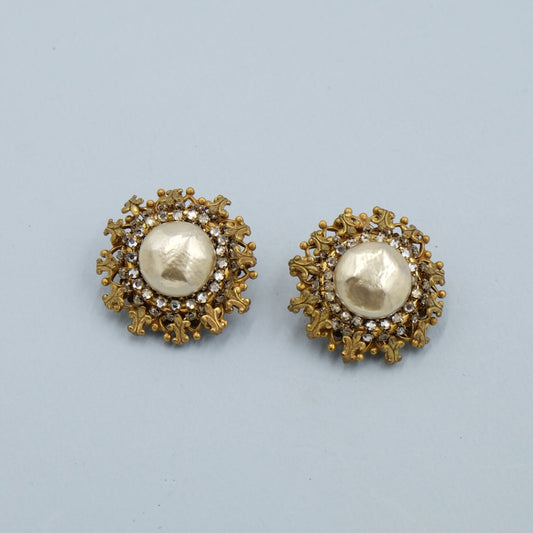 Miriam Haskell Center Pearl Earrings 1950's