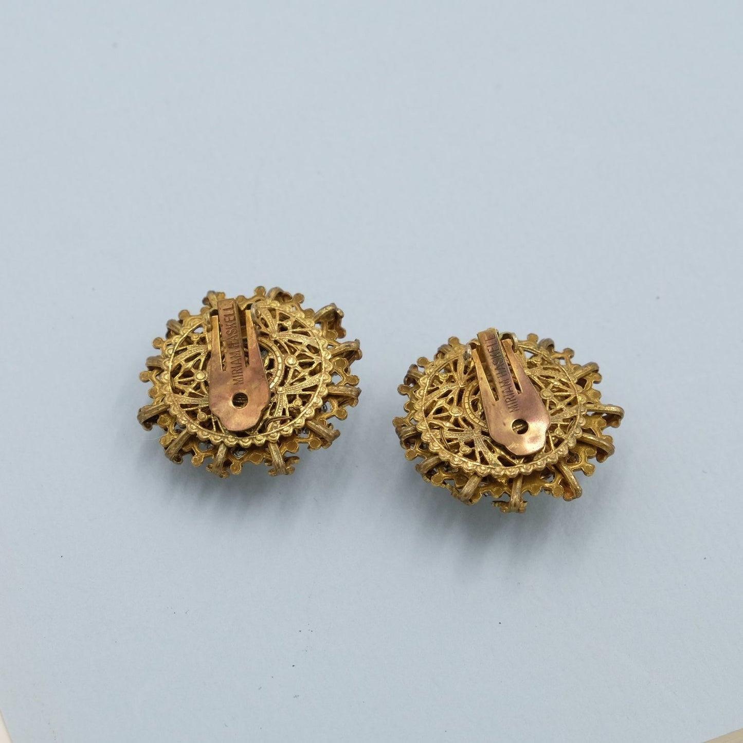 Miriam Haskell Center Pearl Earrings 1950s