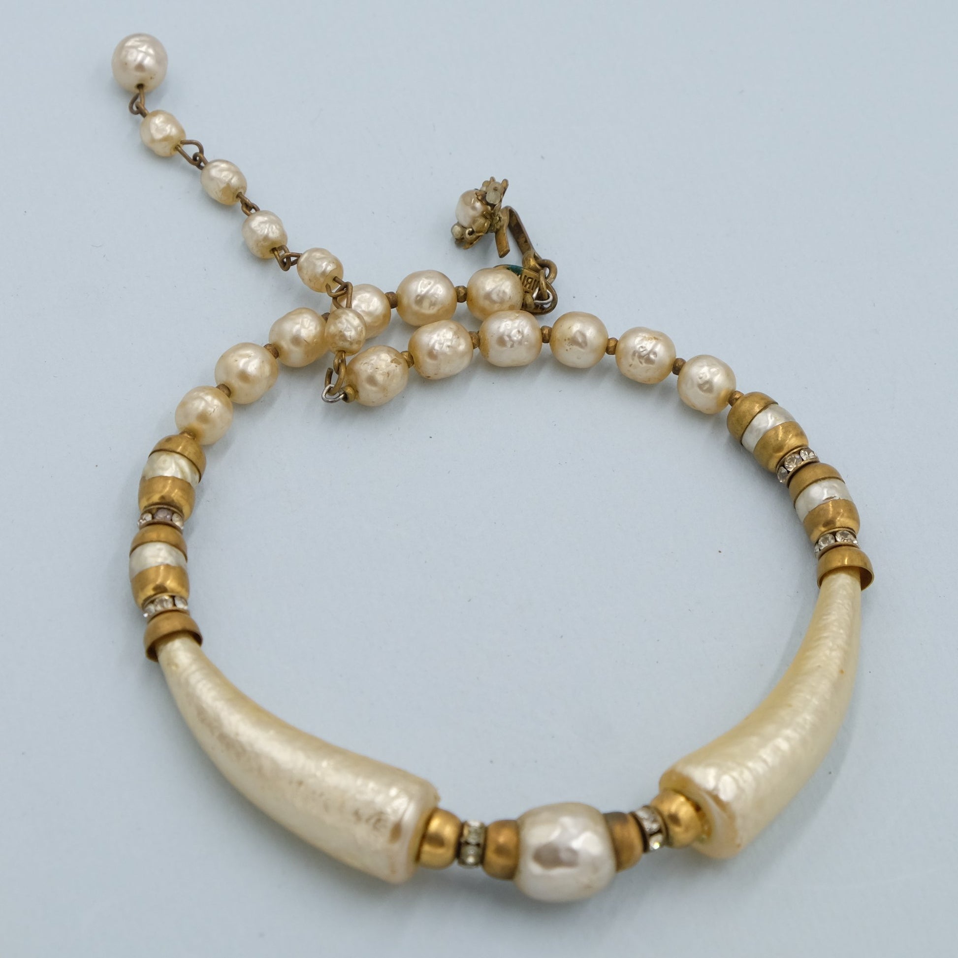 Miriam Haskell Faux Bone Choker Necklace 1950's