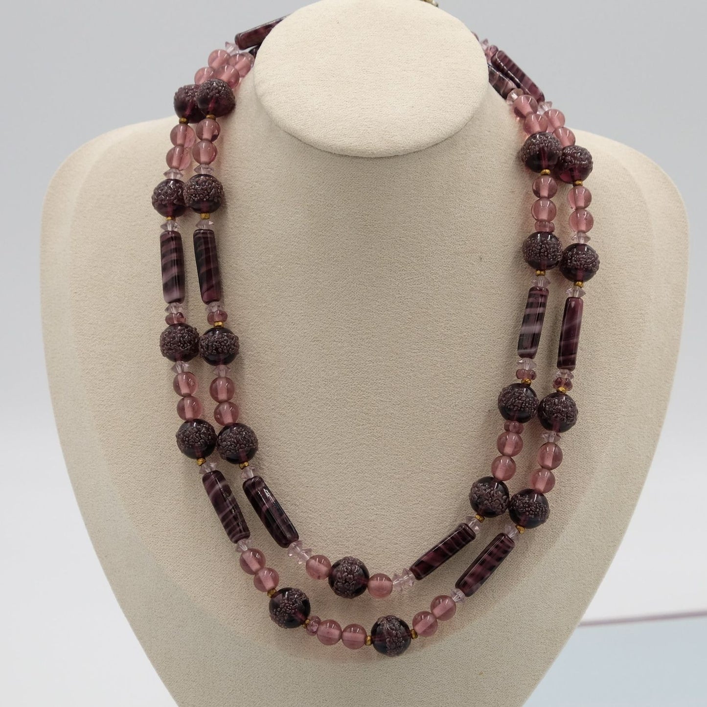 Vintage Miriam Haskell Purple Glass Set 1960s