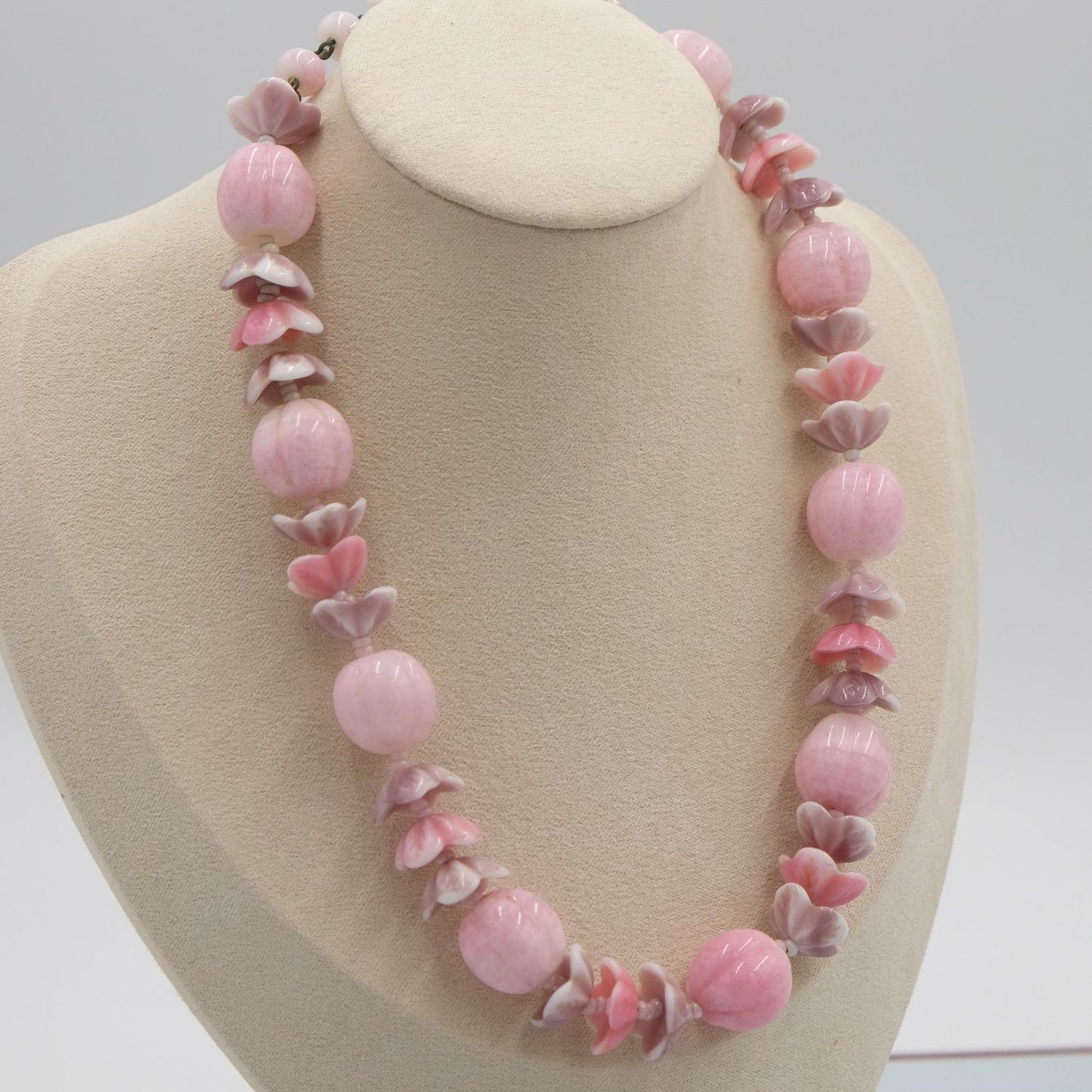 Miriam Haskell Pink Glass 3pc Set 1950s