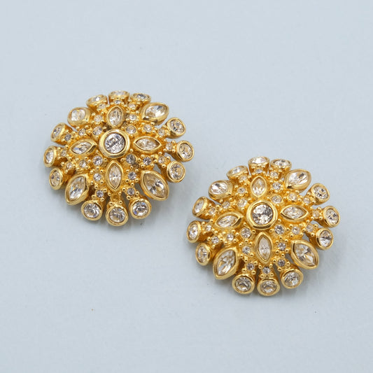 Christian Dior Large Rhinestone Earrings 1980's