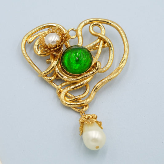 Vintage Galivane Paris Large Heart Pin 1990's