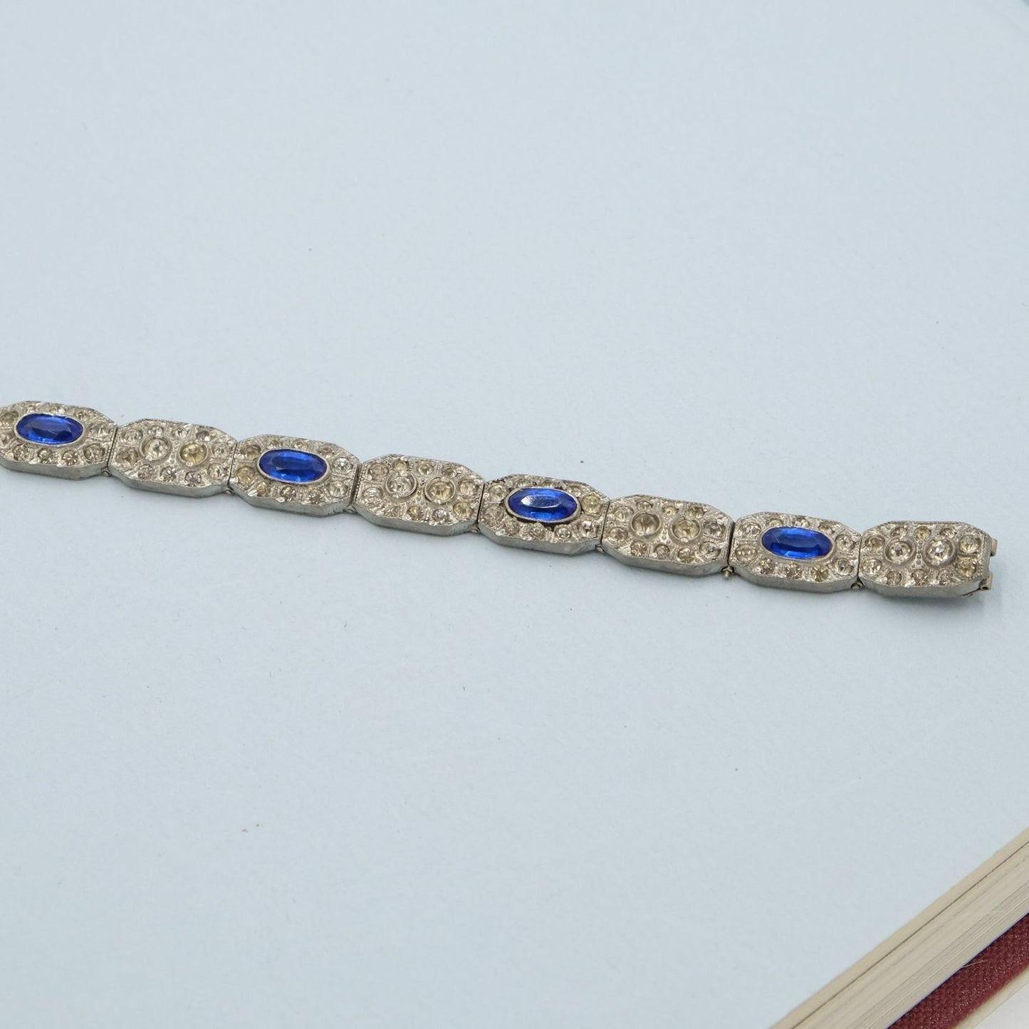 Antique Paste Bracelet with Sapphire Glass 1920s