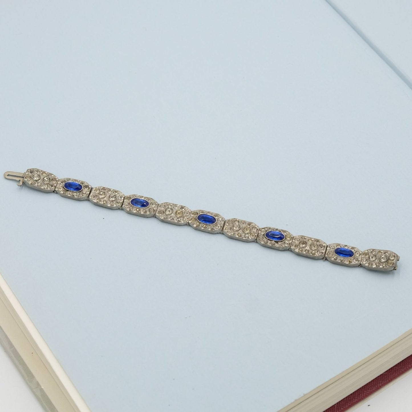 Antique Paste Bracelet with Sapphire Glass 1920s