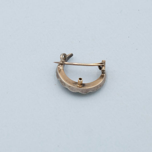 Antique Paste and Silver Crescent Pin 1890s