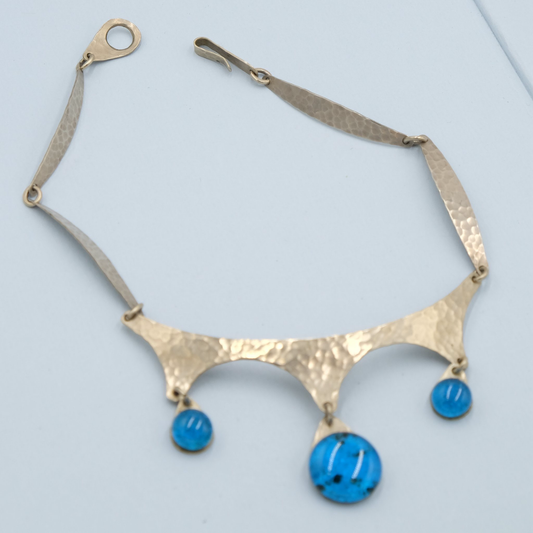 Vintage Modernist Blue Drop Necklace 1980s