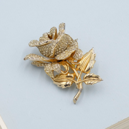 Vintage Coro Sterling Rose Pin 1940s