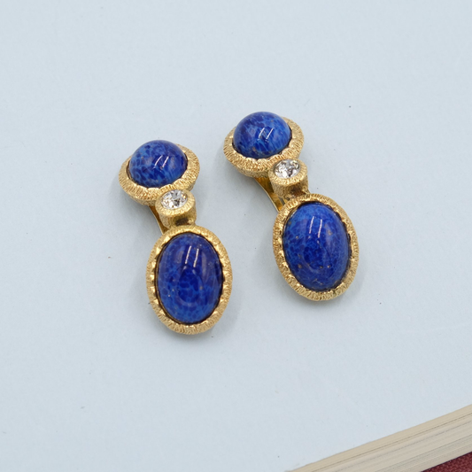 Christian Dior Faux Lapis Earrings 1980s