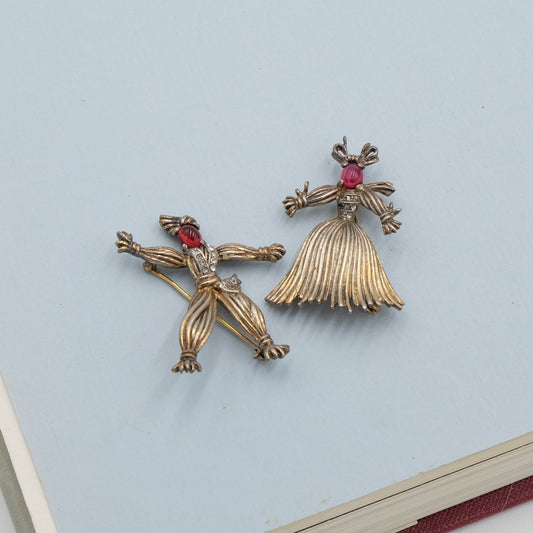 Trifari Sterling "Nenette and Rintintin" 1943 Pair Brooches