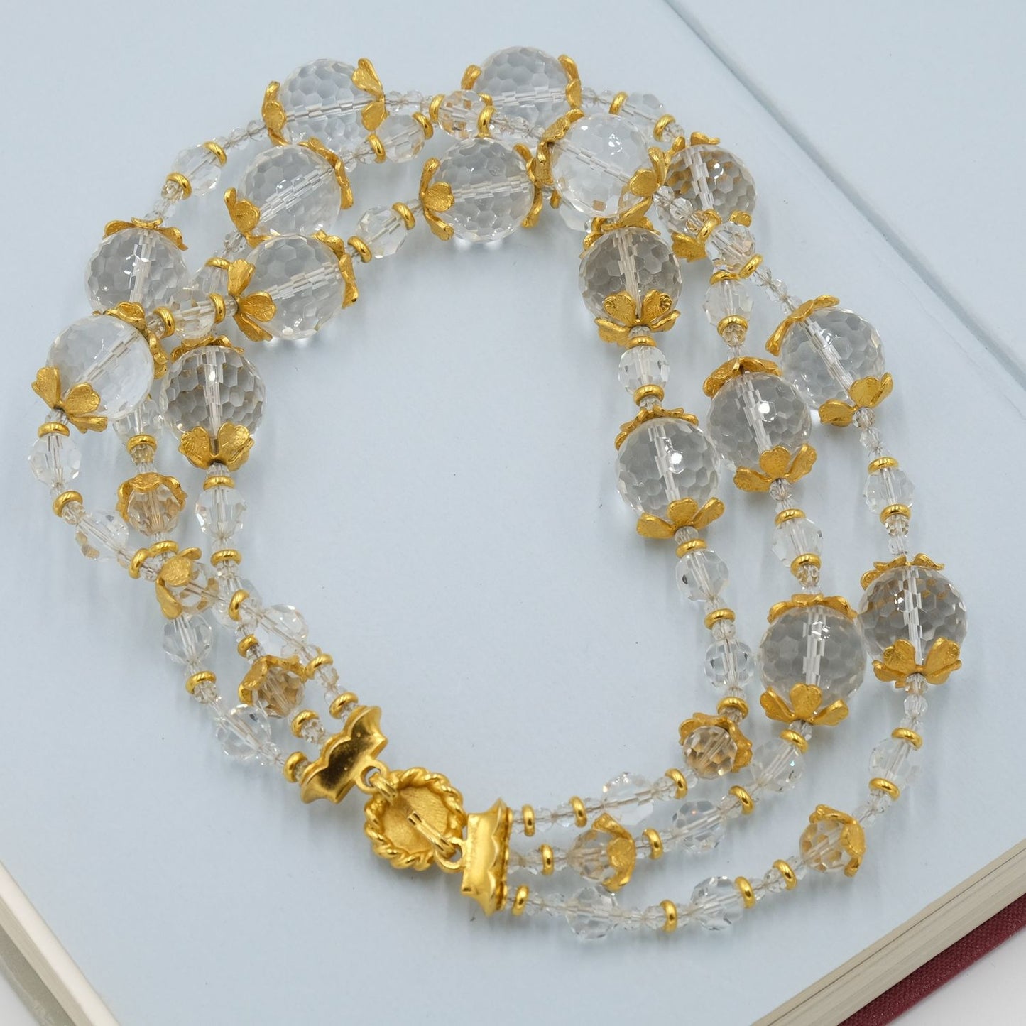 Mid Century Rock Crystal Ball Necklace 1950s