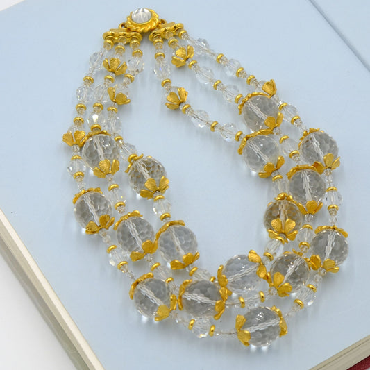 Giant Rock Crystal Ball Necklace 1950s