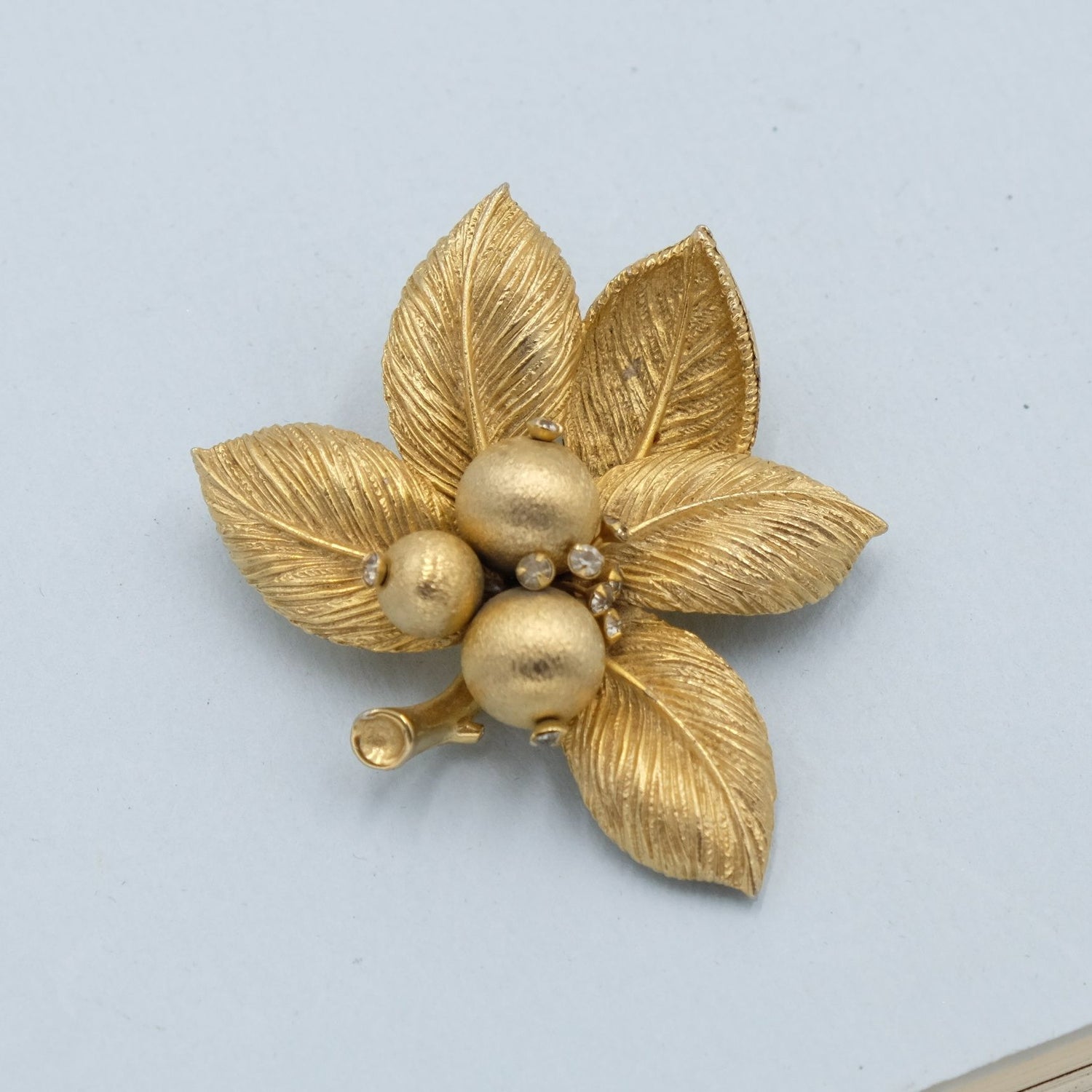 Vintage Coro Flower Berry Pin 1960s