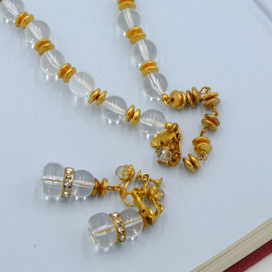 Miriam Haskell Lucite Necklace and Earrings Rondells Set 1960s