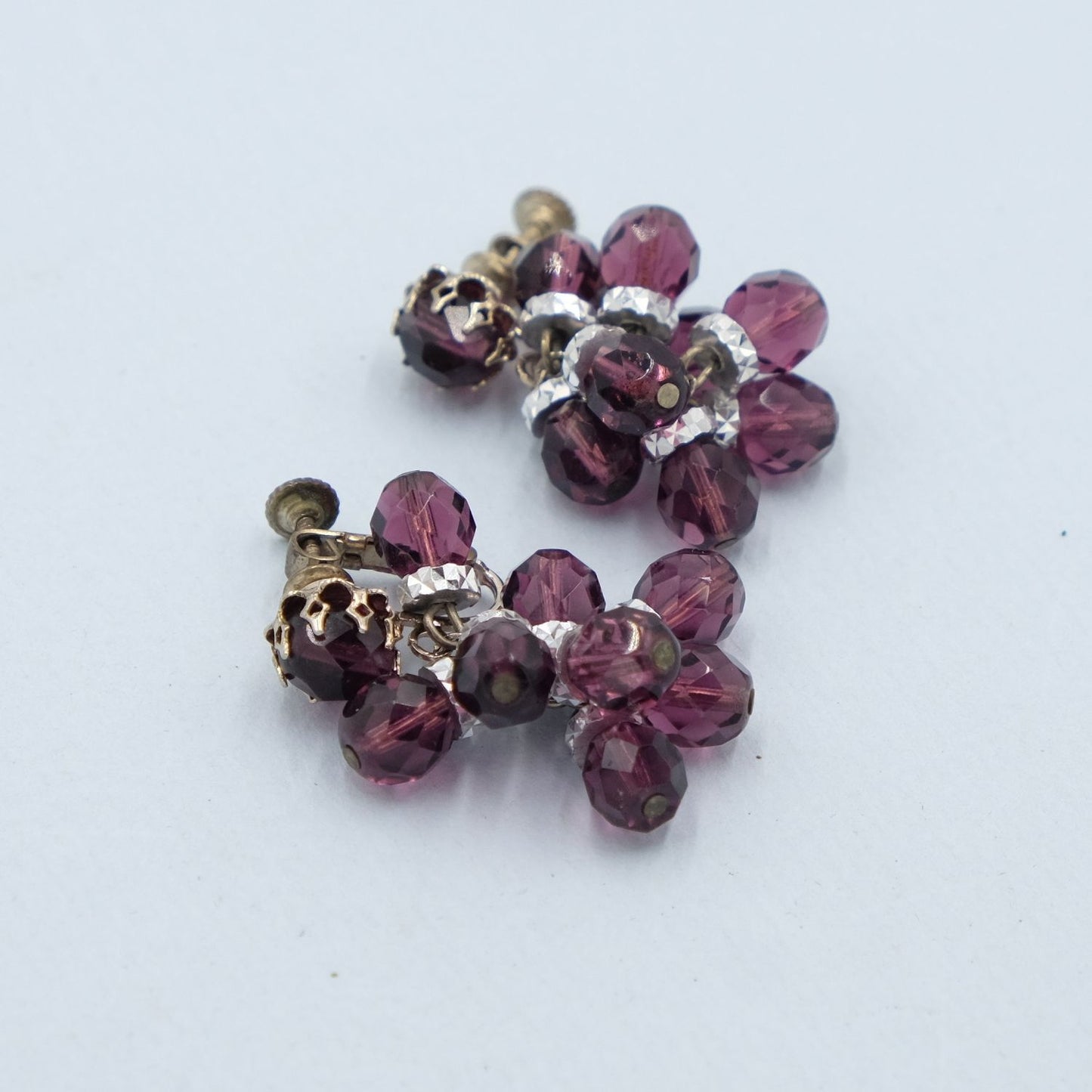 Miriam Haskell Purple Dangle Earrings 1960s