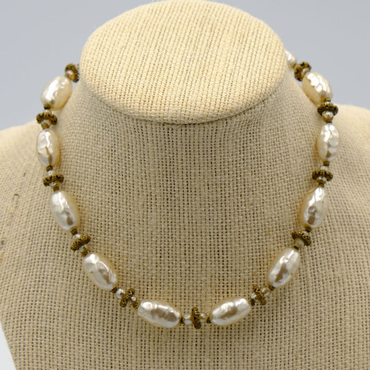 Miriam Haskell Oblong Pearl Necklace 1960s