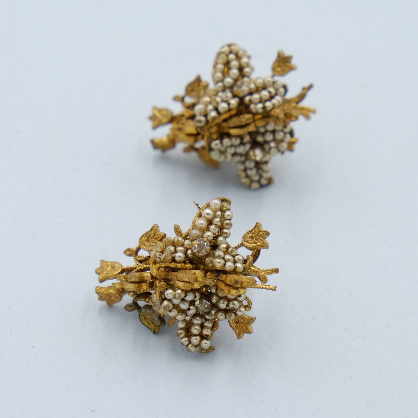 Miriam Haskell Seed Pearl Earrings 1960s