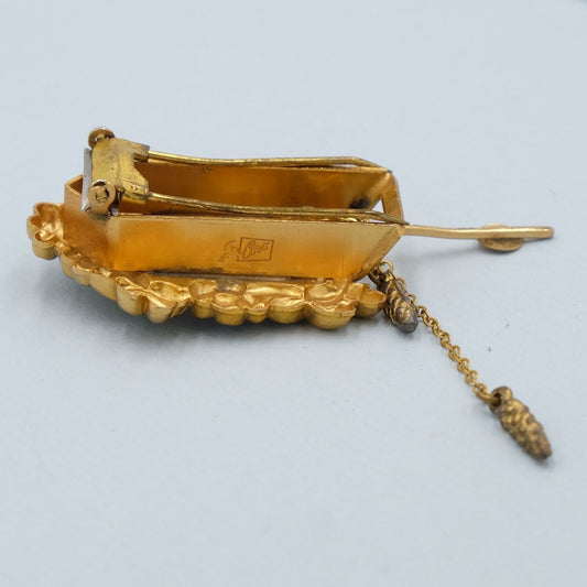 Coro Pegasus Cuckoo Clock Dress Clip 1940s
